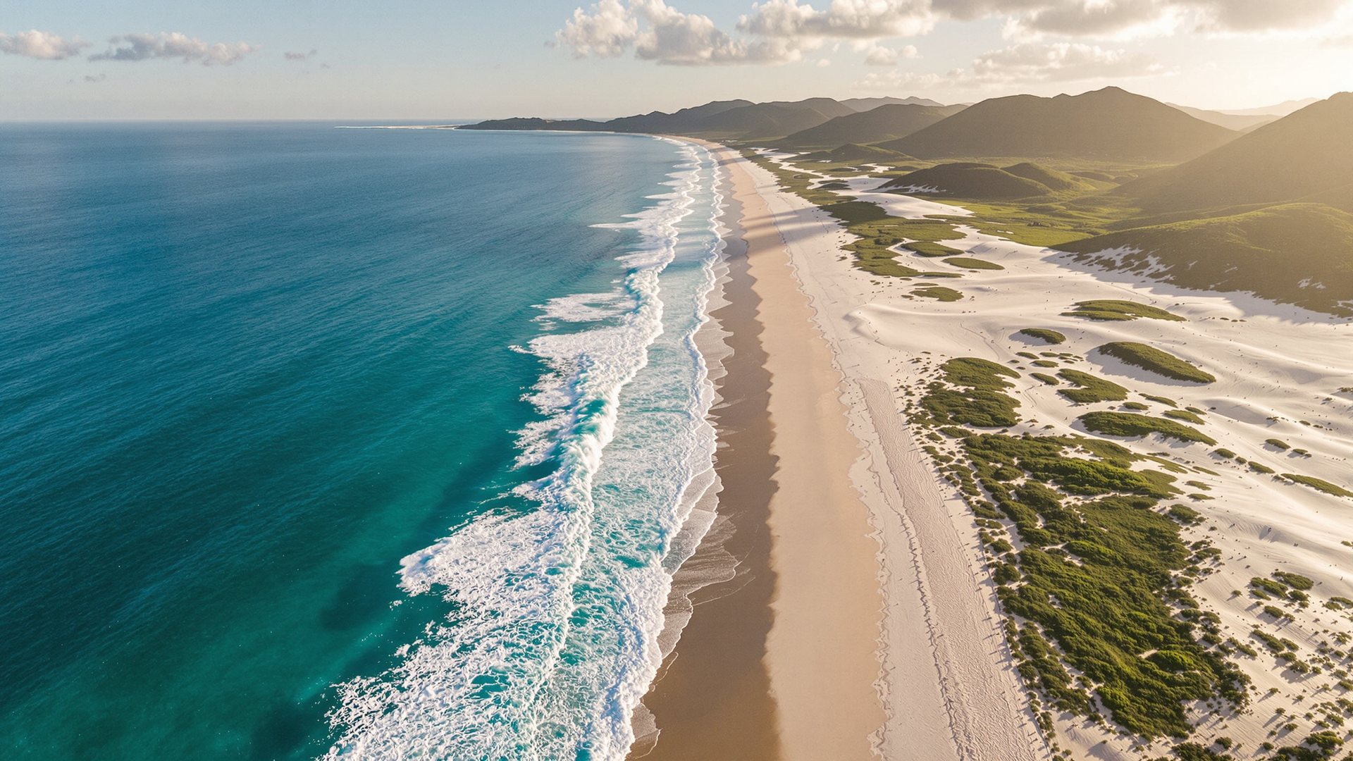 A praia vista de cima